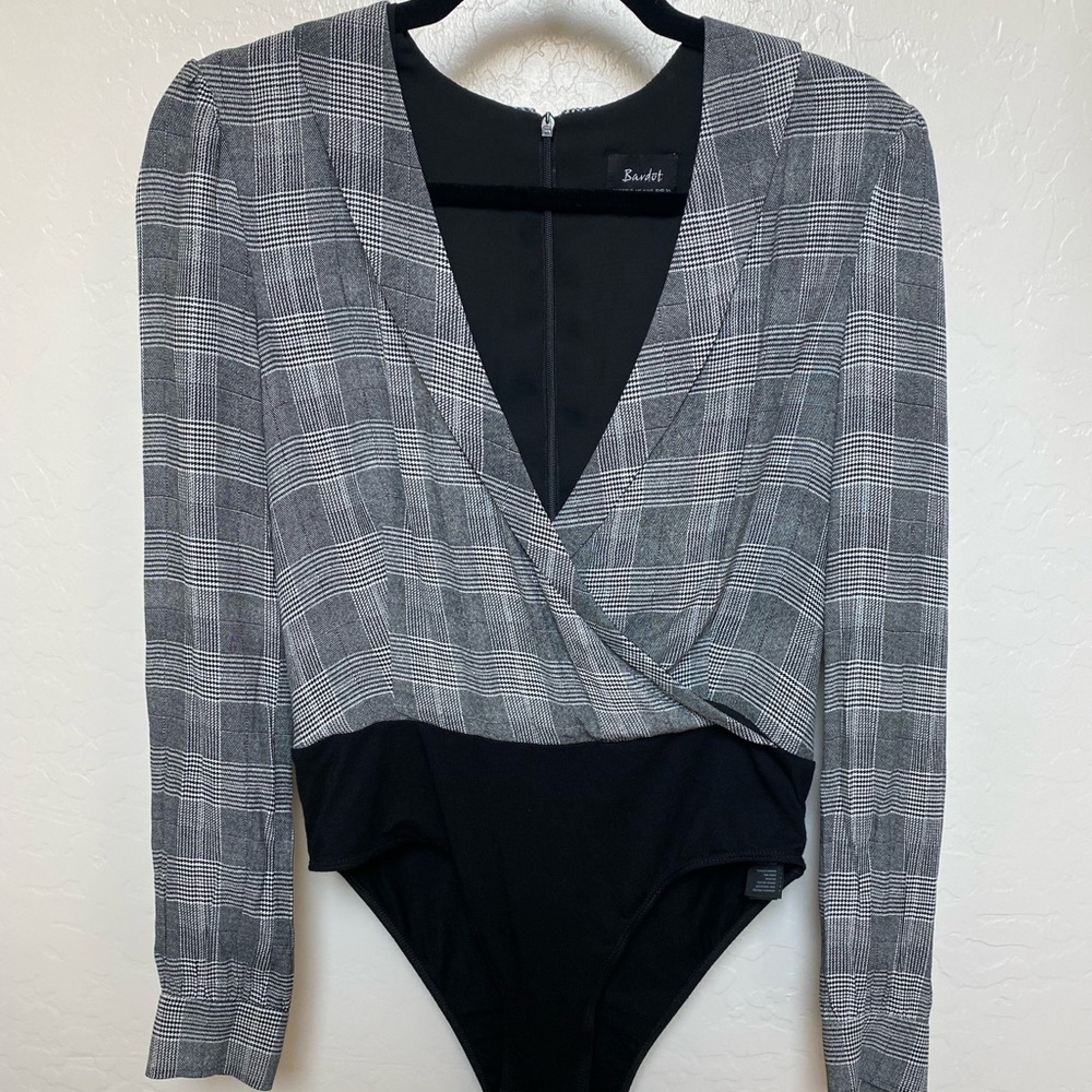 Bardot Plaid Bodysuit